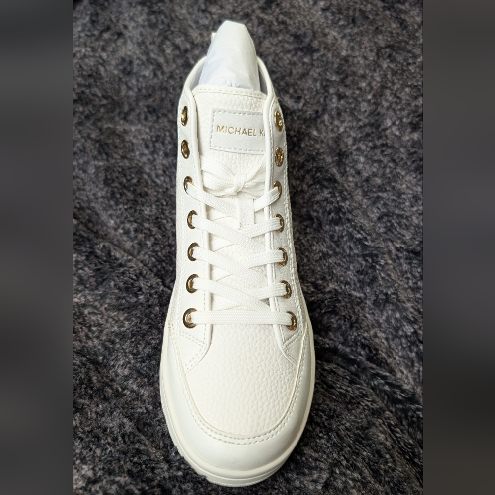 Michael Kors Women's Cream Sneakers with Gold Accents